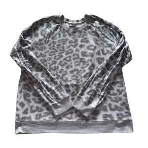 Lucky Brand gray cheetah print pullover size L